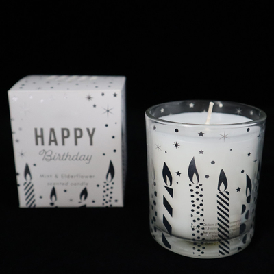 Baskılı Şeffaf Cam Bardakta Doğal Kokulu Soya Tealight Mumlar Hindistan Cevizi Kayısı