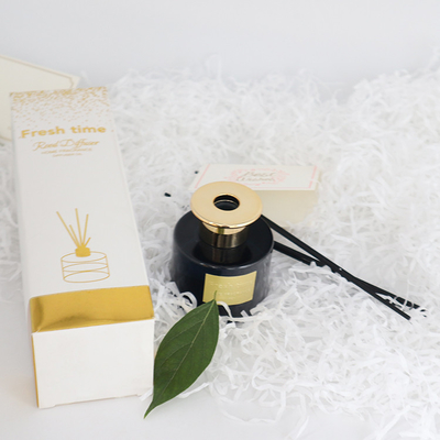 Aroma Reed Difüzör 100ml Siyah Şişe Altın Kapaklı Lüks Hediyelik Set