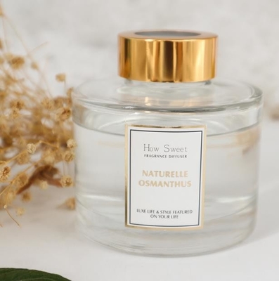 Aroma Reed Difüzör 126ml Yuvarlak Şişe Altın Kapaklı Lüks Hediyelik Set