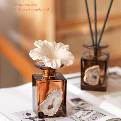 Aroma Reed Difüzör 180ml Kahverengi Beyaz Kabuk Dekorasyonlu Lüks Hediye Seti