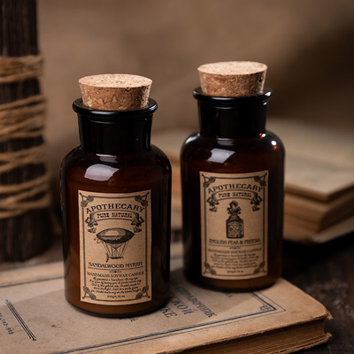 Retro Şişe Mantar Kokulu Aroma Terapi Mumları Nane Ve Okaliptüs Mumu