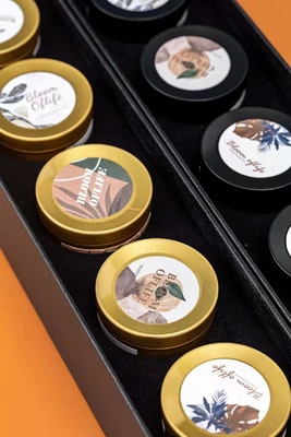 Aroma Kokulu Woodwick Teneke Kutu Mum Altın Siyah Seyahat İçin