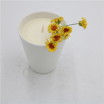 6oz Basit Beyaz Doğa Seramik Soya Mumu Aromaterapi Kavanoz Mumu